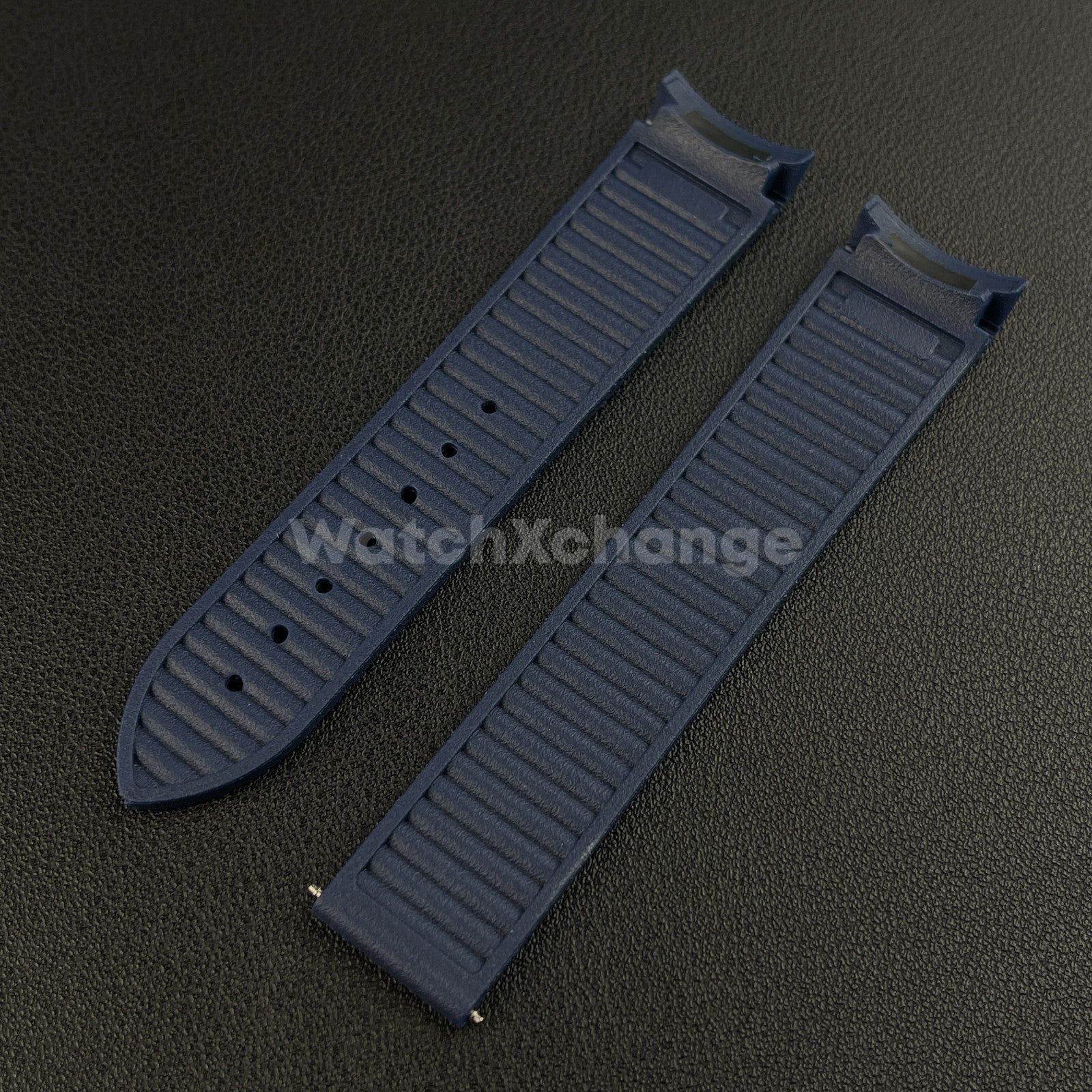 Blue Omega Seamaster 41mm 300M Silicone Rubber Curved End Strap 20mm