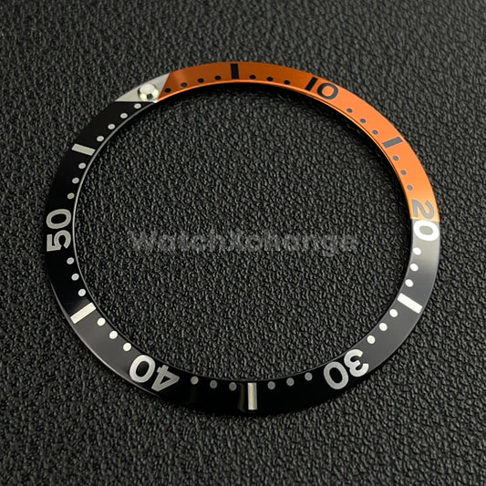 Orange & Black 36.5mm Sloped Aluminium Watch Bezel Insert for Rolex Seiko