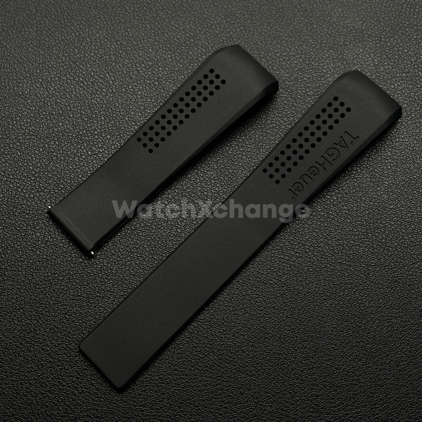 22mm Black Rubber Watch Strap Band Breathable Waterproof For TAG Heuer Carrera