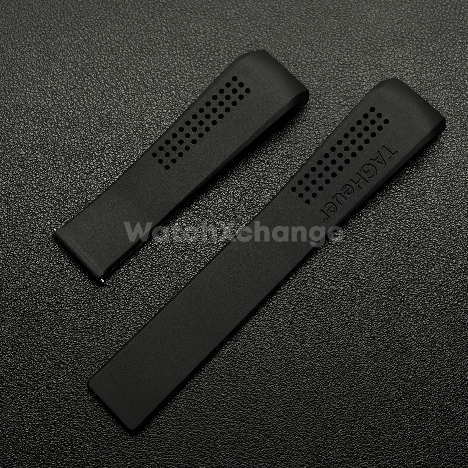 22mm Black Rubber Watch Strap Band Breathable Waterproof For TAG Heuer Carrera