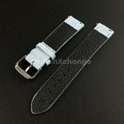 Light Blue Watch Strap Suede Leather Premium Quick Release Band 18 19 20 22mm