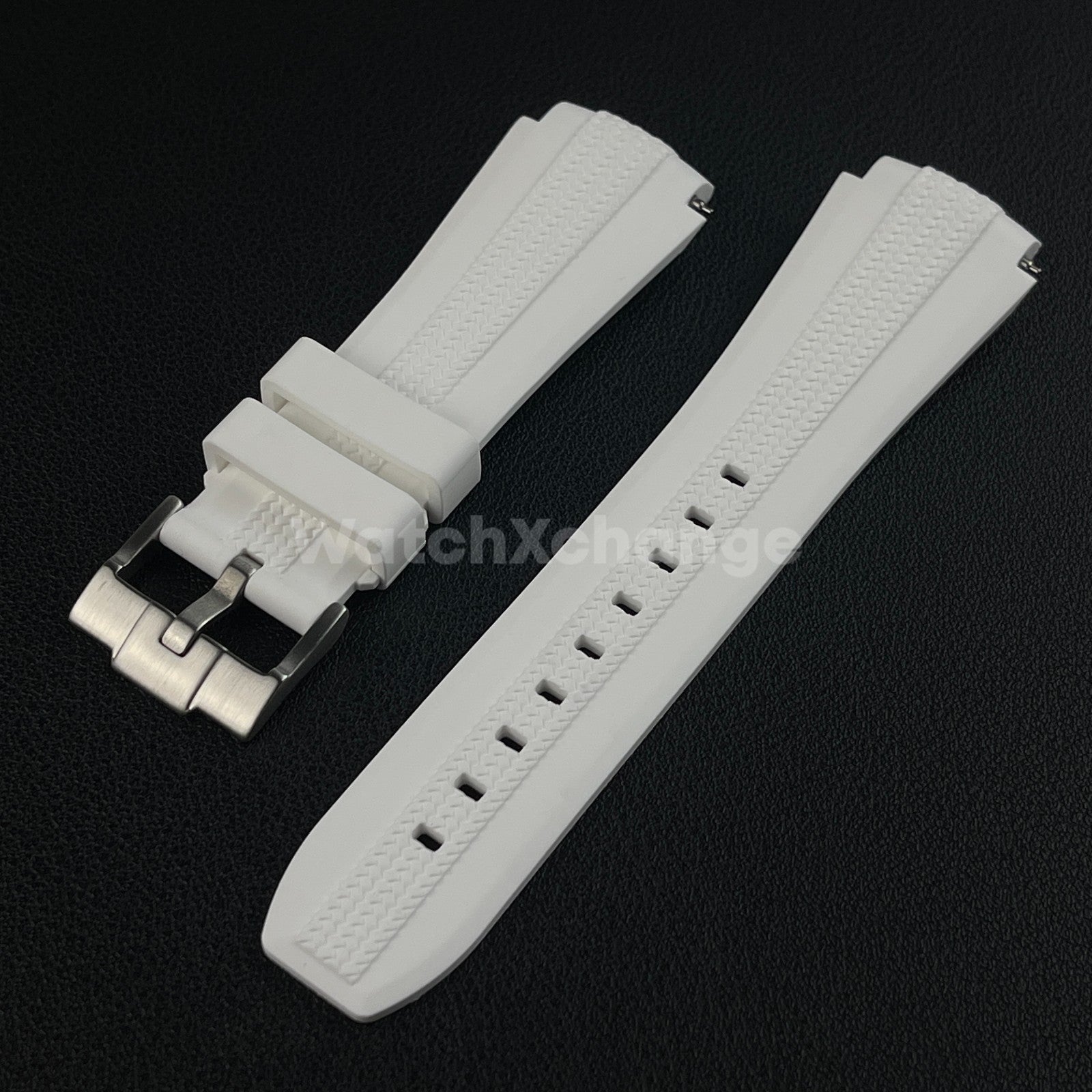 White 20mm Silicone Rubber Curved End Watch Strap Band For Omega Rolex