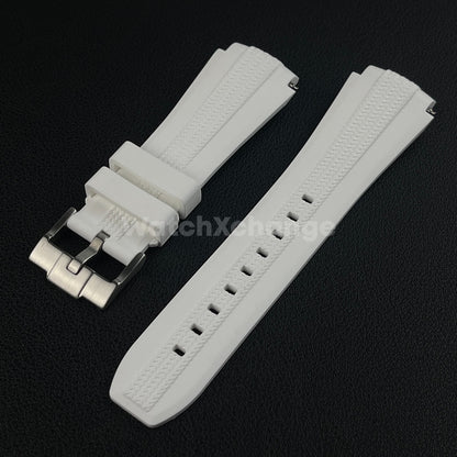 White 20mm Silicone Rubber Curved End Watch Strap Band For Omega Rolex