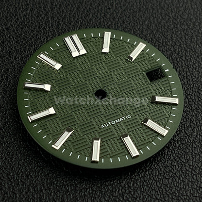 28.5mm Green Grid Dots Pattern Texture Watch Dial for SEIKO NH35 NH36 Movement