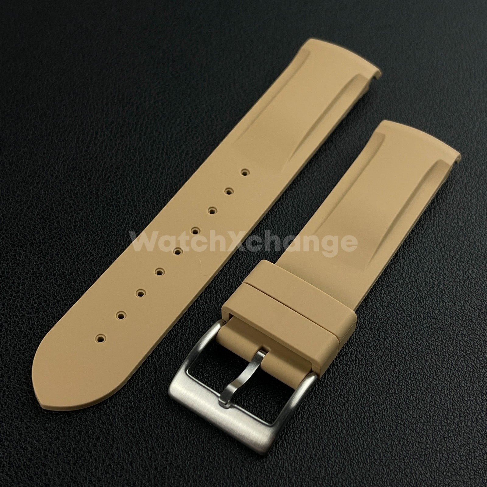 Brown 20mm Silicone Rubber Curved End Watch Strap Band For Omega Rolex