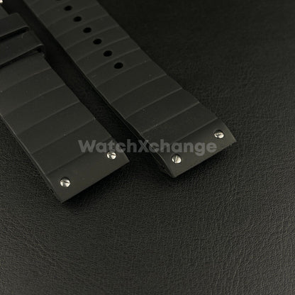 Black Silicone Rubber Watch Strap For Cartier Santos 100 Curved Ends 23mm