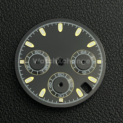 Black & Gold 30mm Modified Watch Dial Accessory for VK63 Quartz Movement