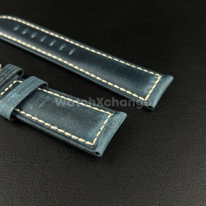 FOR Panerai PAM Watches Thick Blue Genuine Leather Watch Strap 24mm Watch Lug