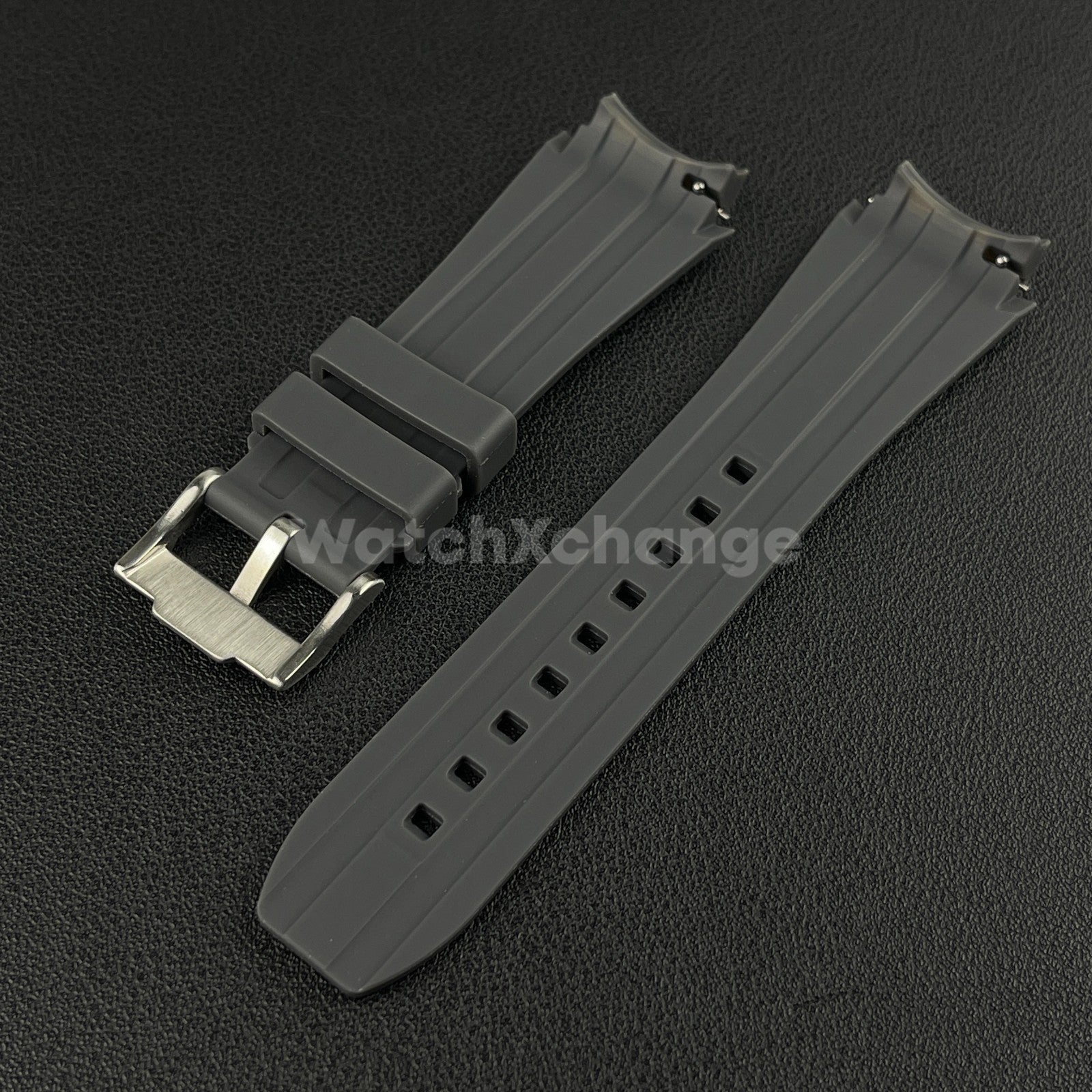 Dark Grey 20mm Silicone Rubber Curved End Watch Strap Band For Omega Rolex