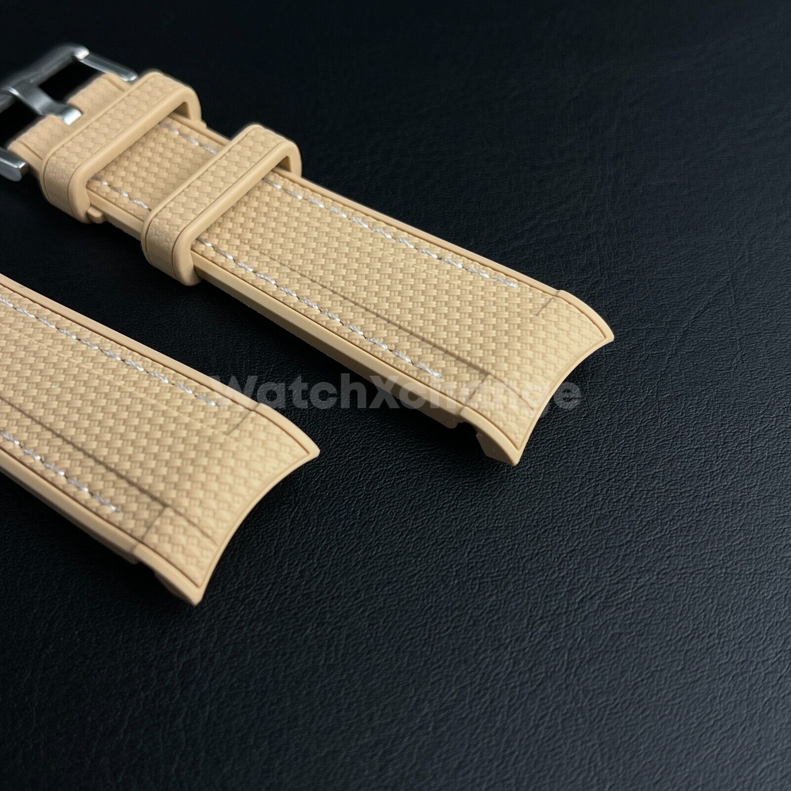 Light Brown 20mm Silicone Rubber Curved End Watch Strap Band For Omega Rolex