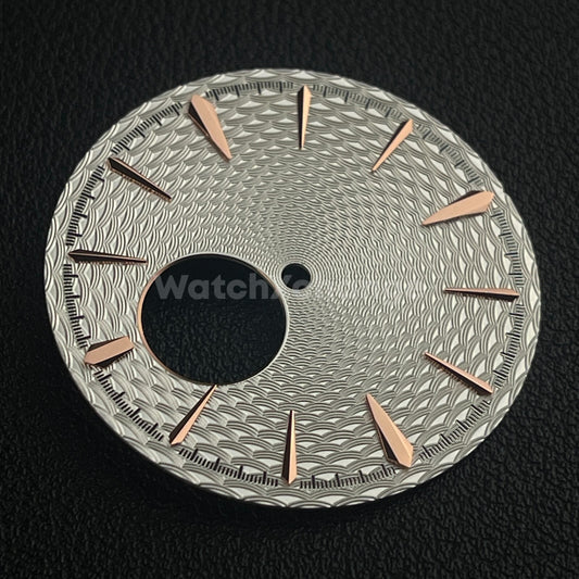 35mm Silver & Rose Gold Cocktail Texture Watch Dial Face For Seiko NH38 Movement