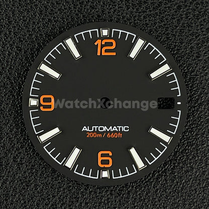 28.5mm Black & Red / Orange Watch Dial Face for NH35 Movements