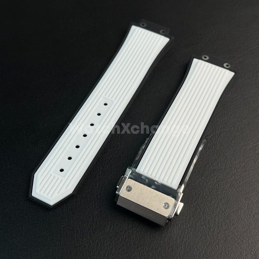 White Rubber Silicone Watch Strap Waterproof Band 27*17mm Fit HUBLOT BIG BANG