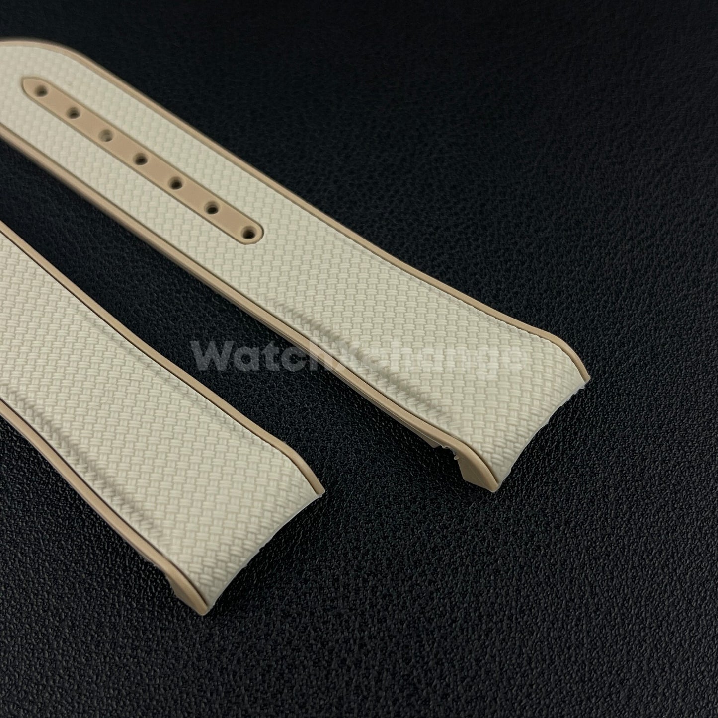 Khaki Beige Curved End Silicone Rubber Watch Strap For Omega Seamaster 20mm
