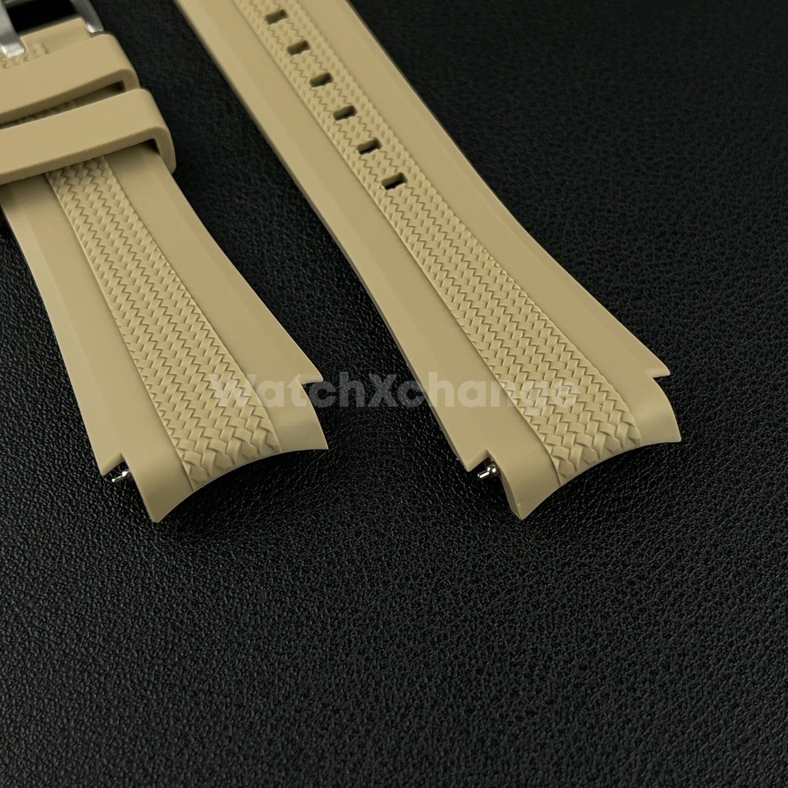 Khaki 20mm Silicone Rubber Curved End Watch Strap Band For Omega Rolex