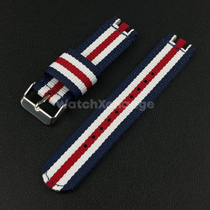 Blue Red White For Swatch Canvas Watch Band Sport Wristband 17/19/20mm