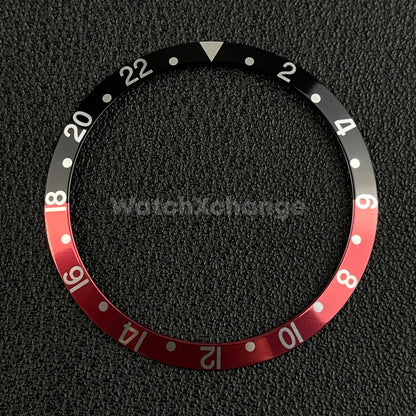 Black & Red GMT 36.5mm Sloped Aluminium Watch Bezel Insert for Rolex Seiko