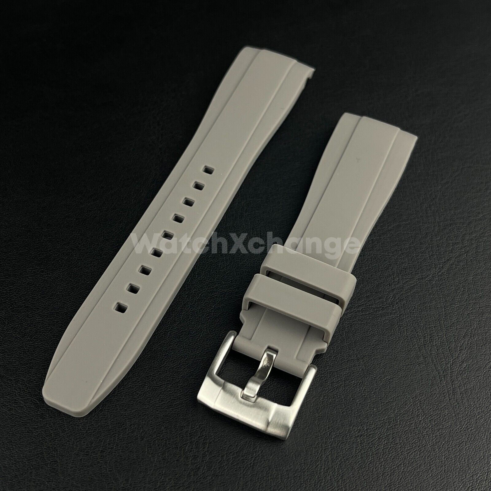 Grey 20 22mm Rubber Curved End Watch Strap Band Made For Rolex Submariner GMT