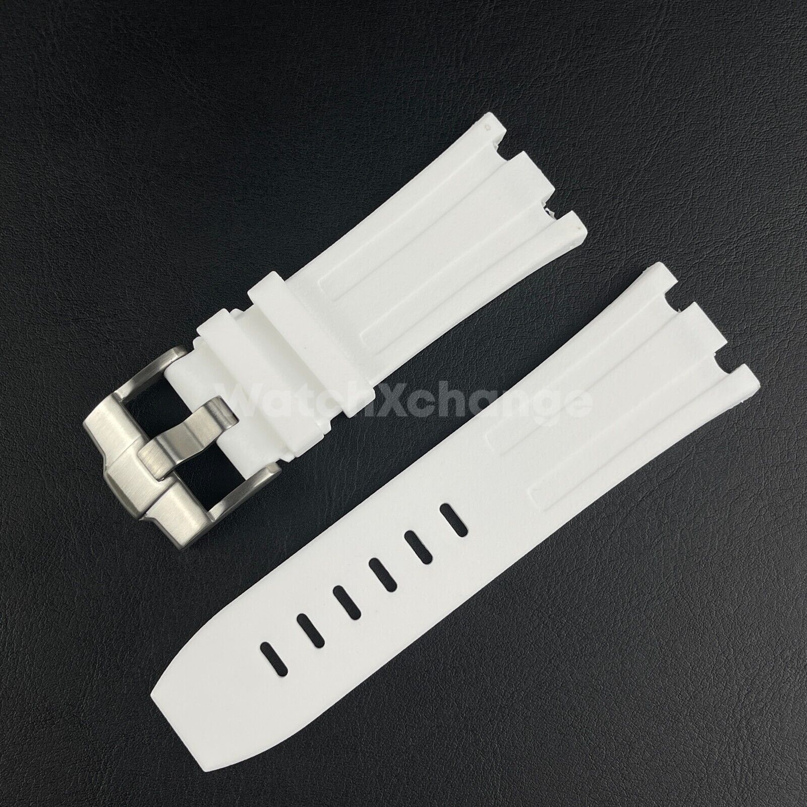 White Audemars Piguet AP 28mm Royal Oak Silicone Rubber Watch Strap 15710 15703