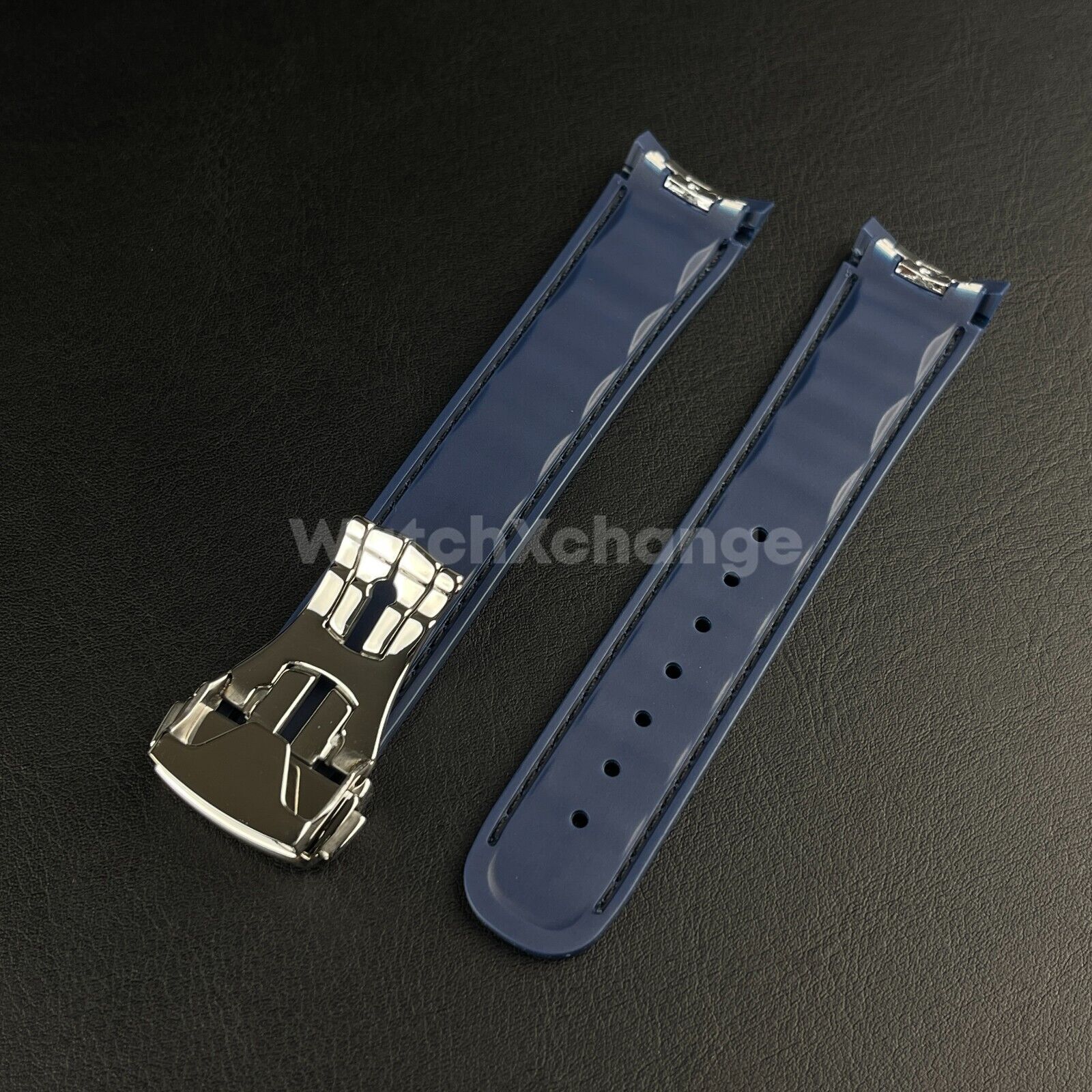 Blue Silicone Rubber Watch Strap For Omega Seamaster Aqua Terra 19/20mm