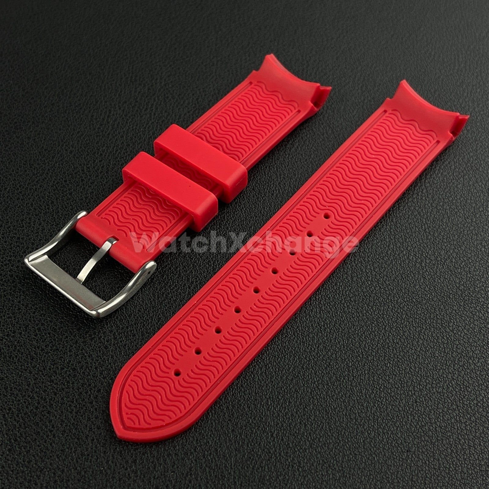 Red 20mm Silicone Rubber Curved End Watch Strap Band For Omega Rolex
