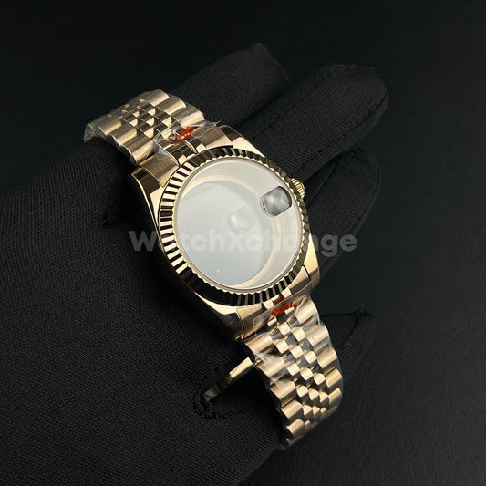 36mm/39mm Fluted Bezel Rose Gold Watch Case Fit NH35 NH36 Jubliee Bracelet