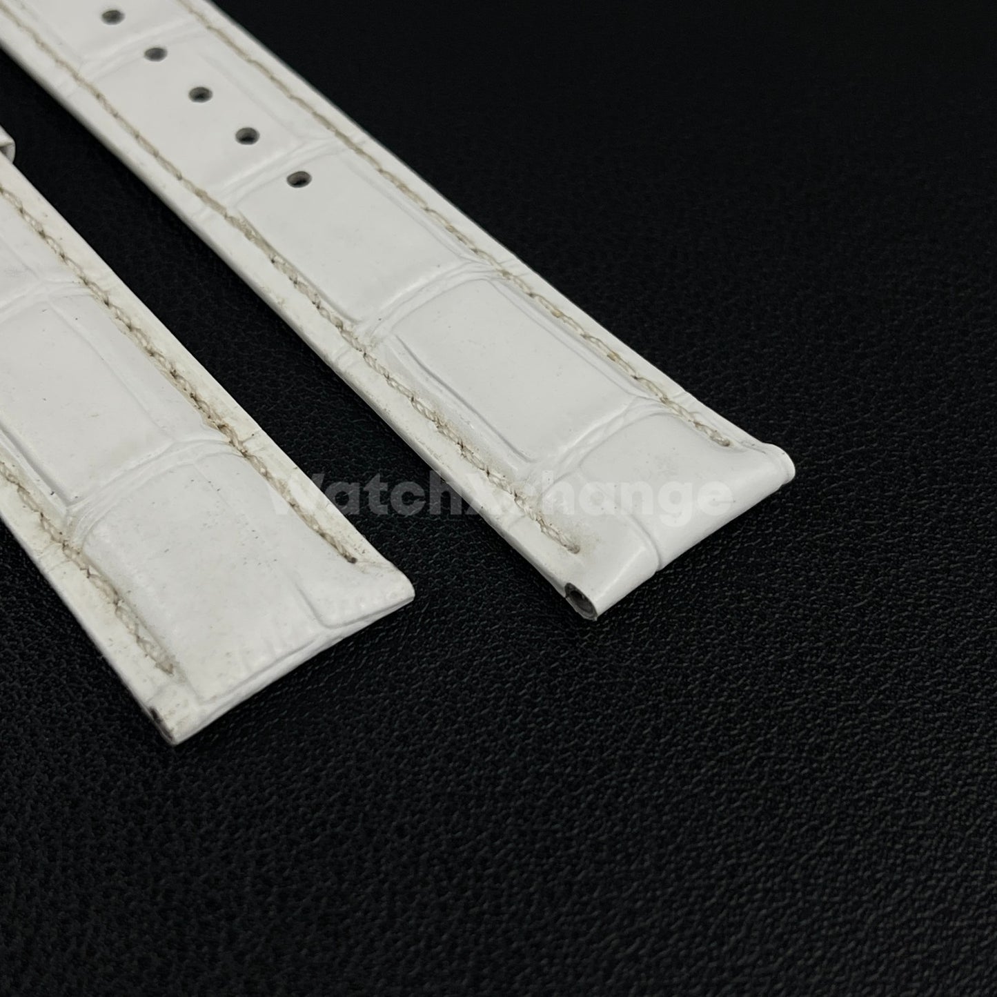 Defective White Genuine Leather Universal Watch Strap Band Alligator Grain 20mm