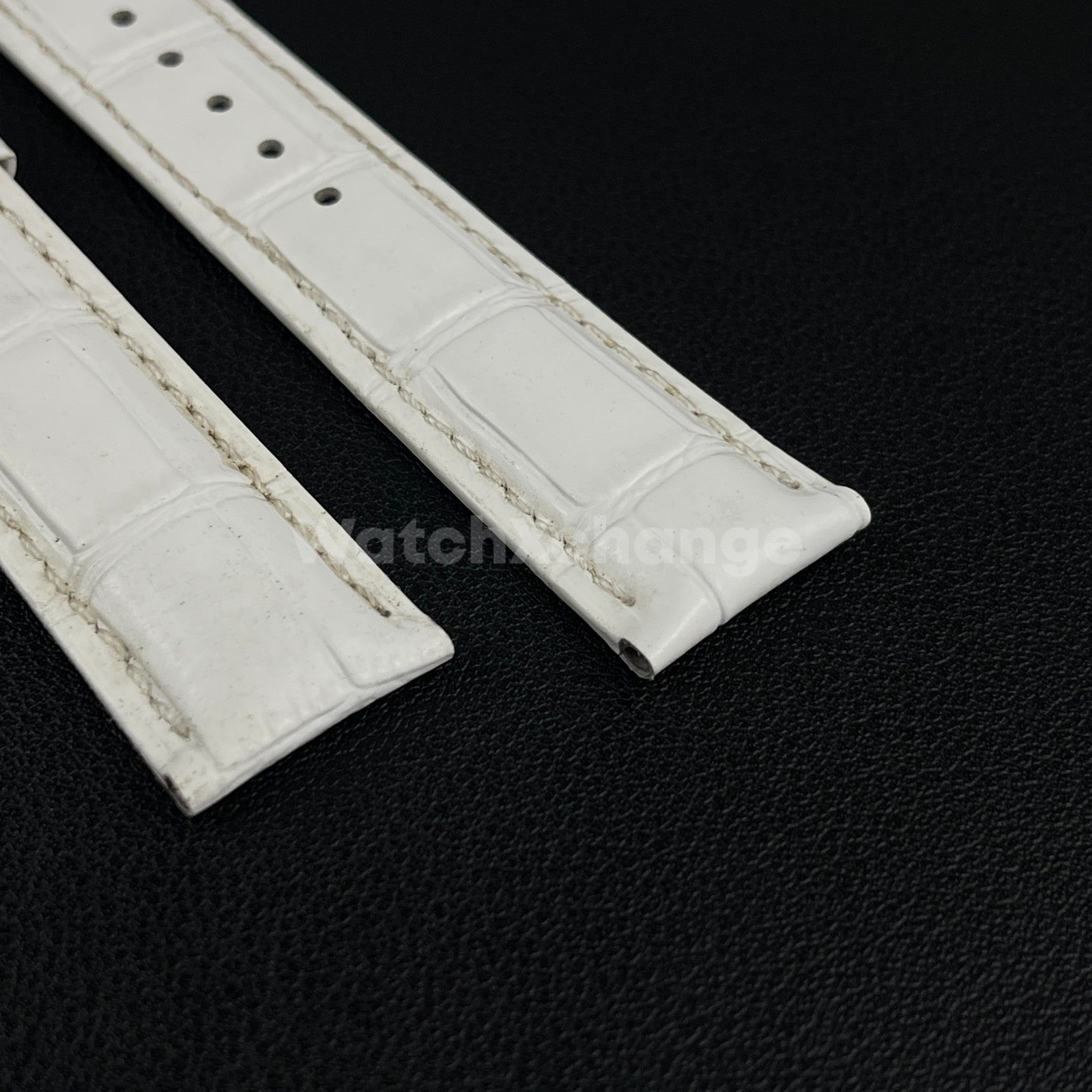 Defective White Genuine Leather Universal Watch Strap Band Alligator Grain 20mm