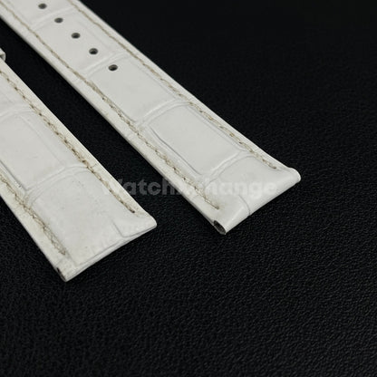 Defective White Genuine Leather Universal Watch Strap Band Alligator Grain 20mm