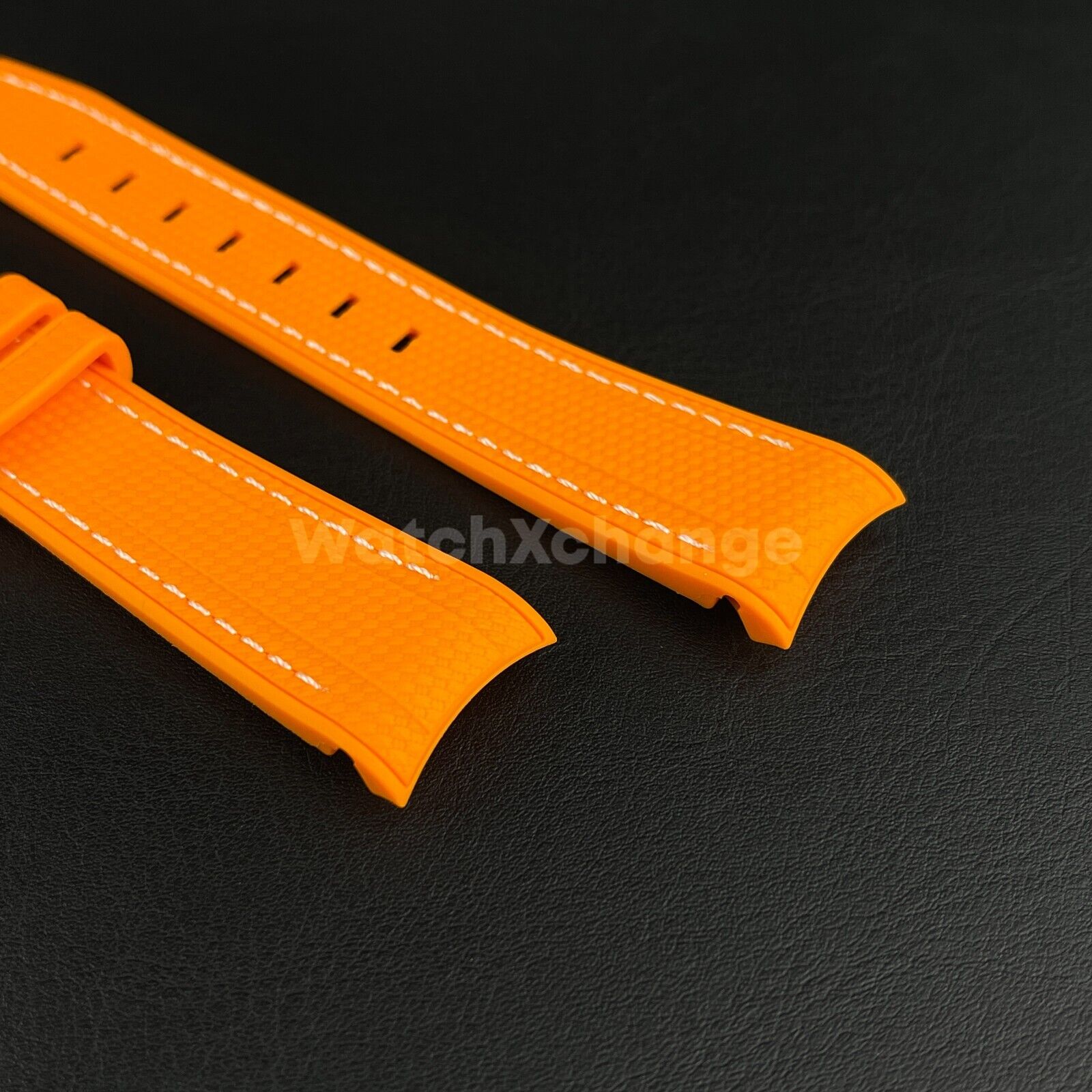 Orange 20mm Silicone Rubber Curved End Watch Strap Band For Omega Rolex