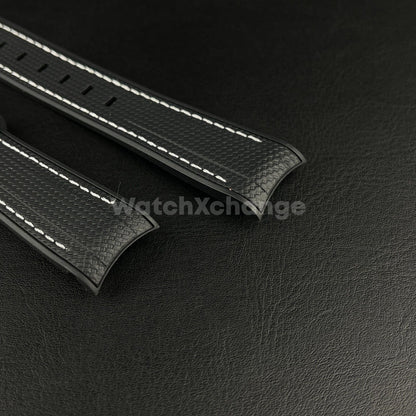 Black 20mm Silicone Rubber Curved End Watch Strap Band For Omega Rolex