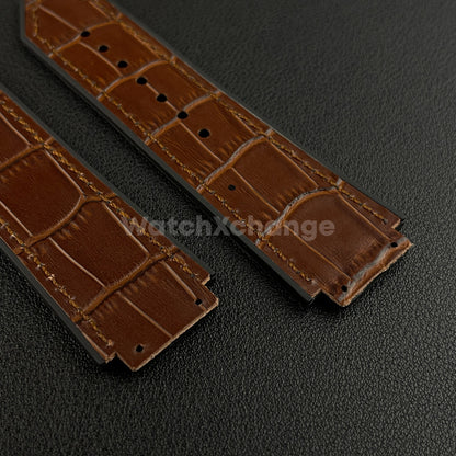 Brown Leather Watch Strap Band 26*19mm Fit HUBLOT BIG BANG