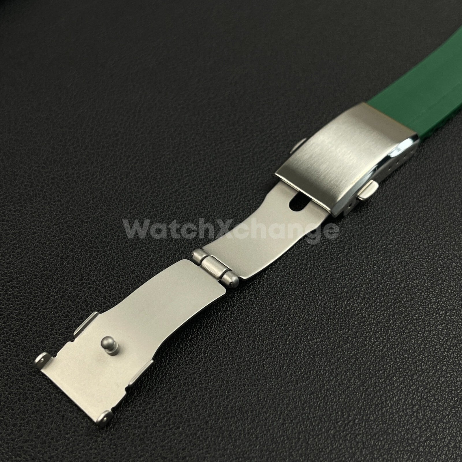 Green Rubber Watch Strap Deployment Clasp Cut To Size Quick Release 20mm 22mm