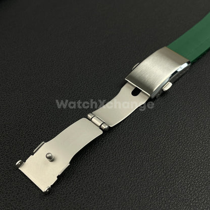 Green Rubber Watch Strap Deployment Clasp Cut To Size Quick Release 20mm 22mm