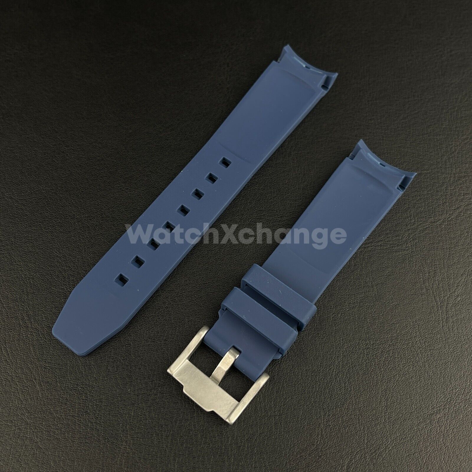 Blue 20mm Rubber Curved End Watch Strap Band Made For Rolex Submariner GMT