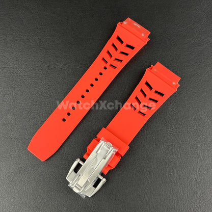 Red 25mm-Spring Bar-Watch Rubber Band Strap For RICHARD MILLE RM011 RM-11