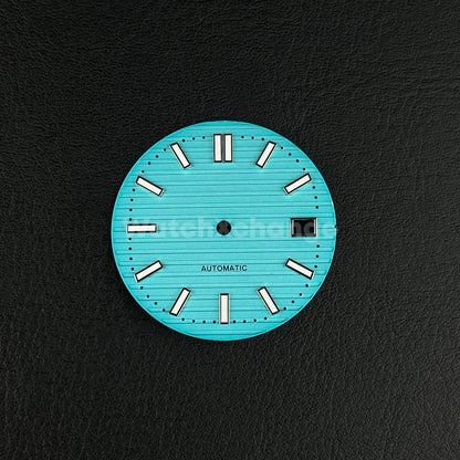 30.8mm Sky Blue Nautilus Style Dial C3 Luminous For Seiko NH35 Movement