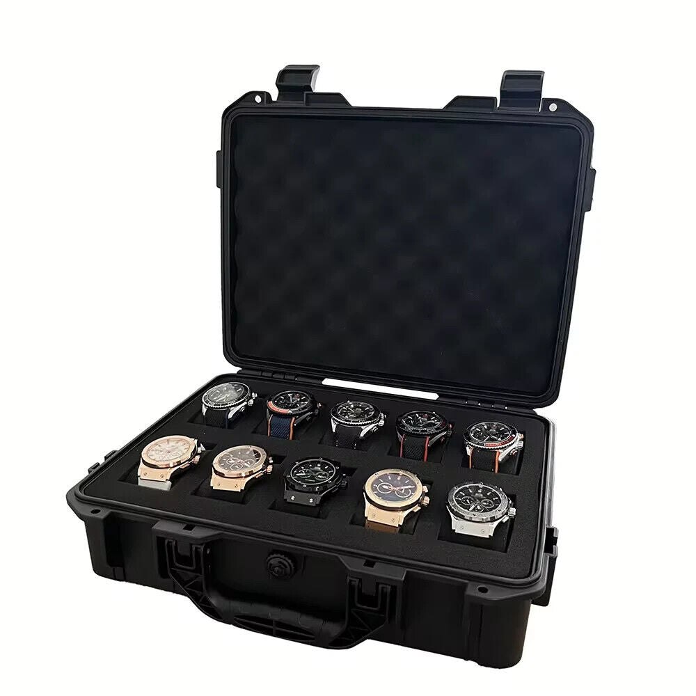 10 Watch Storage Case Shock Proof Travel Resistant Lock Lockable Waterproof