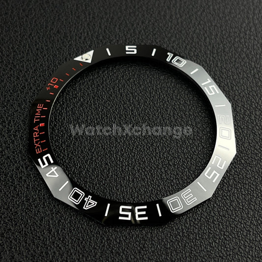 Black & White Red 40.9mm x 33.2mm 12 Sided Ceramic Watch Bezel Insert