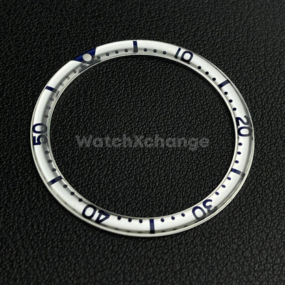 Silver & Blue 38mm Flat Resin Bezel Insert For Divers Watch Seiko Mod SKX SRPD