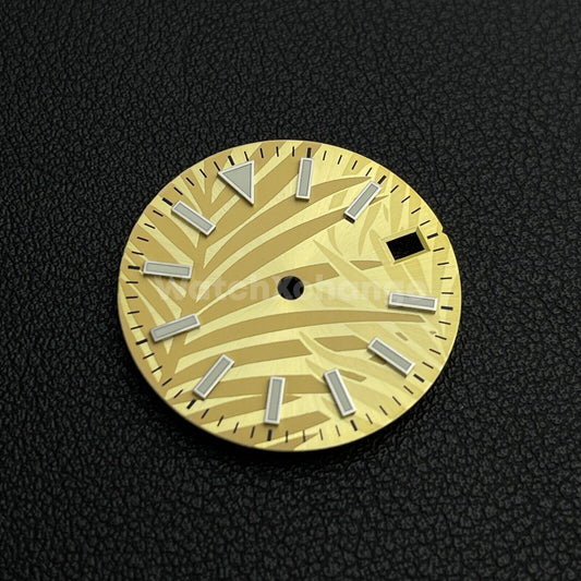28.5mm Gold Leaf Texture Watch Dial for SEIKO NH35 4R 7S Movement Parts