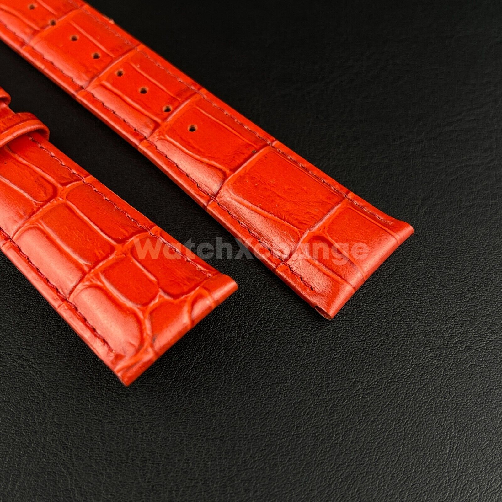 Red Genuine Leather Universal Watch Strap Band Alligator Grain 20mm 22mm 24mm