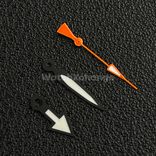 Black & Orange Watch Hands For SEIKO NH35 NH36 Movements Pilot Arrow Triangle