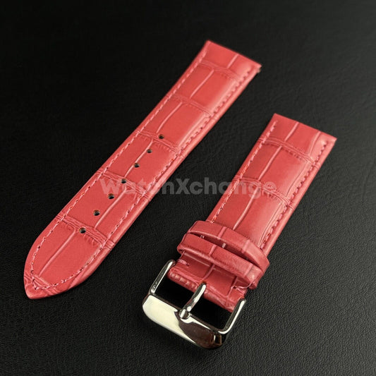 Pink Genuine Leather Universal Watch Strap Band Alligator Grain 20mm 22mm 24mm