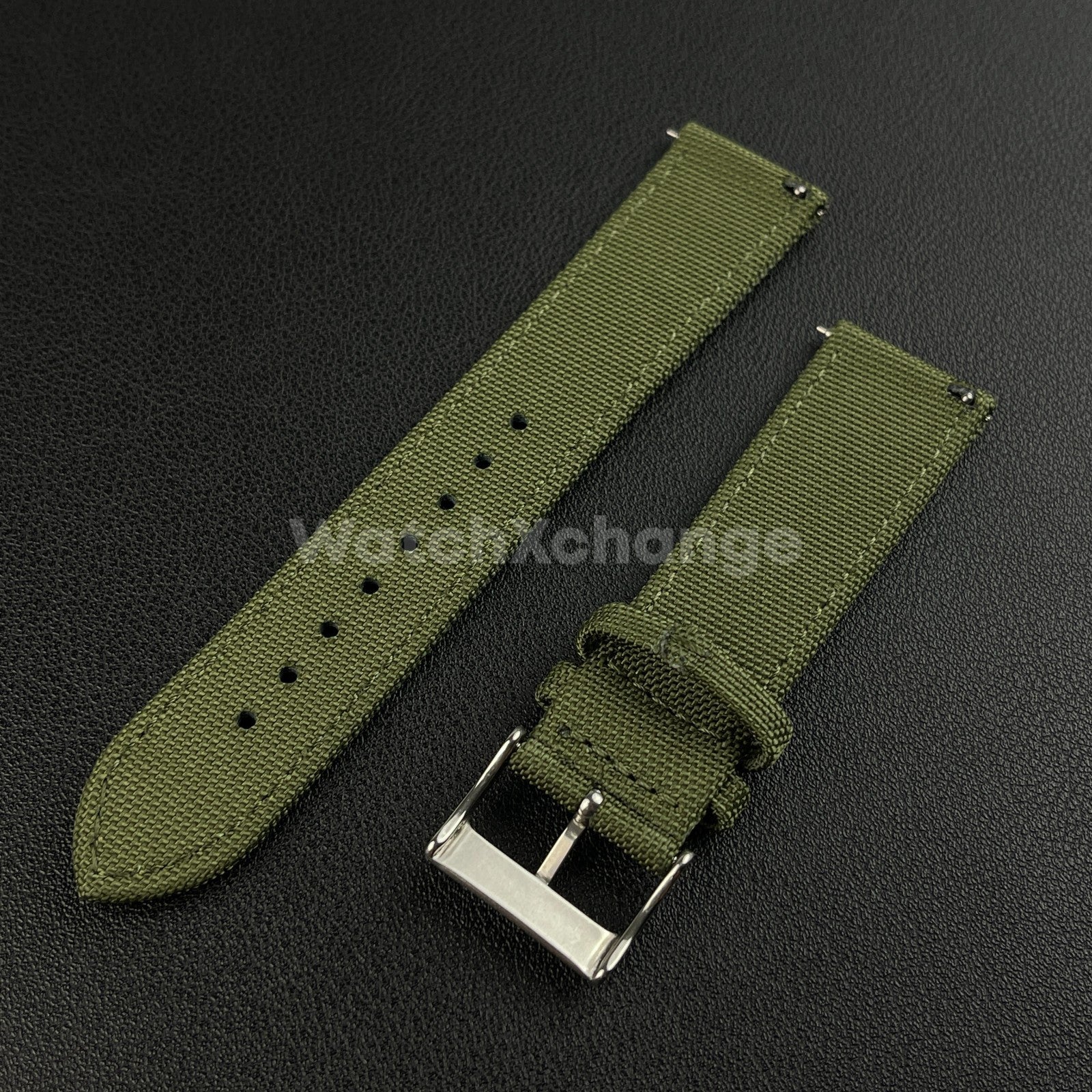 Green Watch Strap Band Nylon Canvas Sailcloth Quick Release 20mm 22mm 24mm