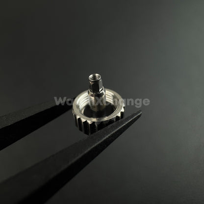 Silver Stainless Steel Watch Crown For Log Case NH35 Engraved S Logo