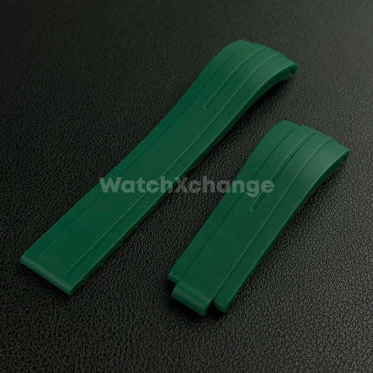 Green 21mm 22mm Curved Rubber Strap for Rolex DAYTONA SUBMARINER Yacht-Master