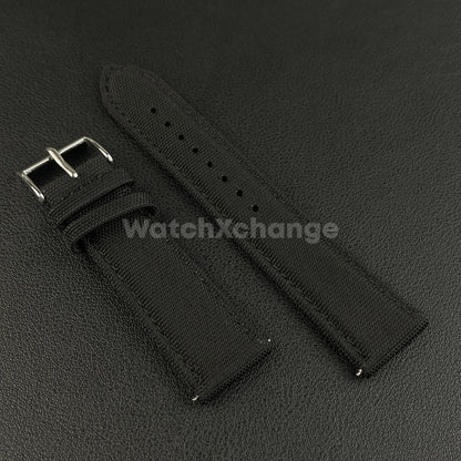 Black Watch Strap Band Nylon Canvas Sailcloth Quick Release 20mm 22mm 24mm