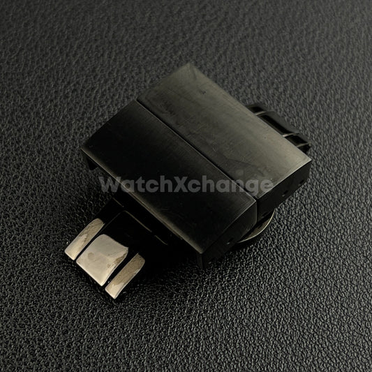 Black Metal Watch Butterfly Buckle Stainless Steel Double Press Clasp 16-22mm