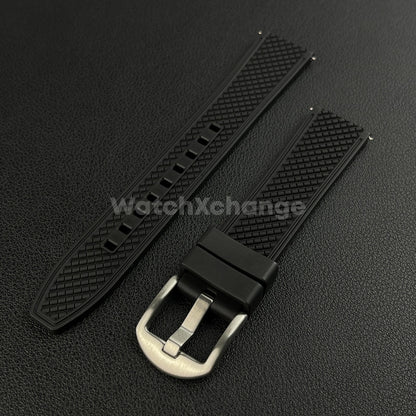 Black Premium Waffle FKM Rubber Watch Strap Band 20mm 22mm Quick Release